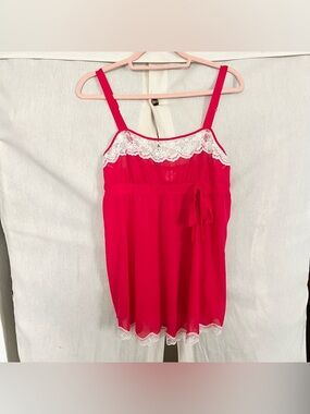 Victorias Secret Red Lace Trim Babydoll Lingerie Nightie Dress